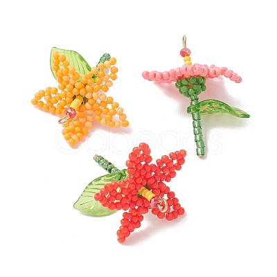 Glass Seed Beaded Pendants PALLOY-MZ01283-1