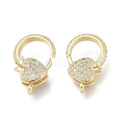 Brass Micro Pave Clear Cubic Zirconia Lobster Claw Clasps ZIRC-Q024-15G-1