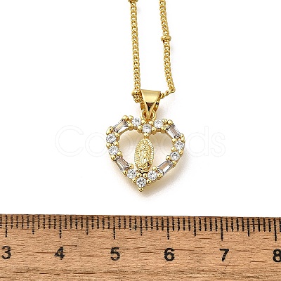 Brass Clear Cubic Zirconia Pendant Necklaces for Women NJEW-A039-02A-G-1