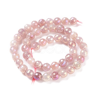 Round Natural Electroplated Strawberry Quartz Beads G-P447-B03-01-1