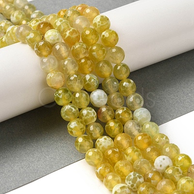 Dyed & Heated Natural Fire Crackle Agate Beads Strands G-P539-B01-18-1