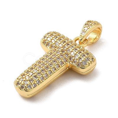 Brass Micro Pave Cubic Zirconia Pendants KK-E061-03G-20-1