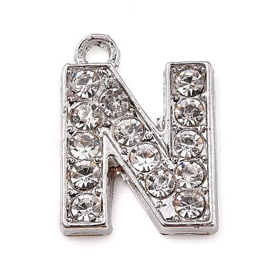 Alloy Rhinestone Letter Charms RB-A052-N01-1