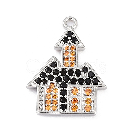 Rack Plating Brass Cubic Zirconia Pendants KK-D031-05P-1