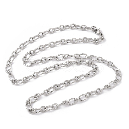 Tarnish Resistant Unisex 304 Stainless Steel Textured Cable Chain Necklaces STAS-L127-01P-1
