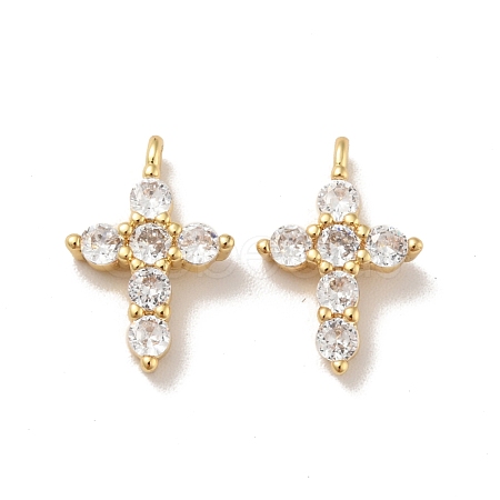 Brass Micro Pave Cubic Zirconia Pendants KK-B059-18G-1