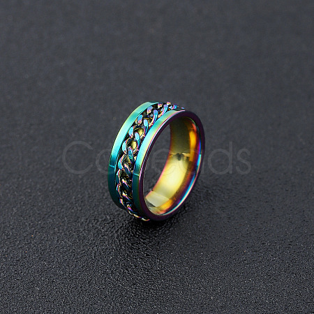 304 Stainless Steel Rotatable Chain Finger Rings for Men FS-WG60CA3-34-1