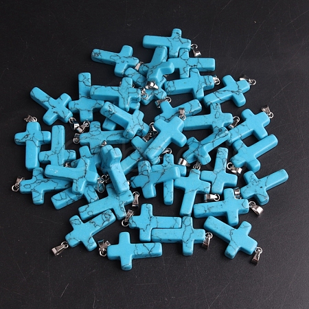 Synthetic Turquoise Pendants G-PW0006-02P-25-1