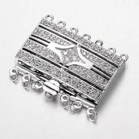 Brass Cubic Zirconia Box Clasps ZIRC-O020-09P-NR-1