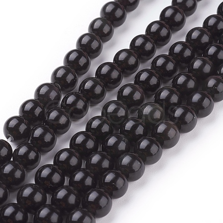Natural Obsidian Beads Strands X-G-G099-6mm-24-1