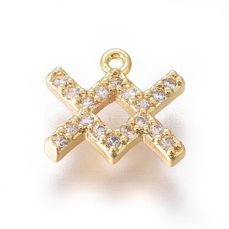 Golden Plated Brass Micro Pave Cubic Zirconia Charms ZIRC-L075-51B-1