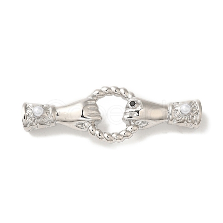 Rack Plating Brass Pave Black Cubic Zirconia Hands with Rings Links Connector Charms KK-A229-14P-1