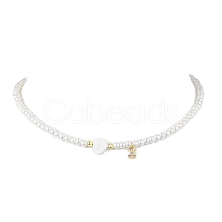 Brass Micro Pave Grade AAA Cubic Zirconia Letter Pendant Necklaces NJEW-JN04771-26-1