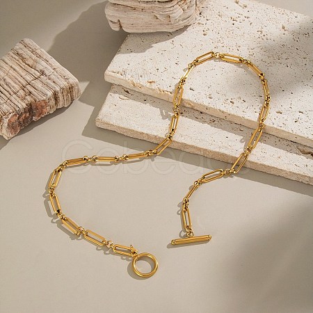 5MM 304 Stainless Steel Oval Link Chain OT Necklaces for Women NJEW-A059-04G-1