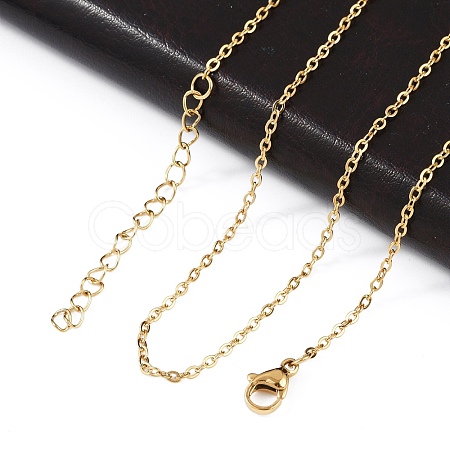 Ion Plating(IP) 304 Stainless Steel Cable Chain Necklace STAS-T040-PJ205-45-1