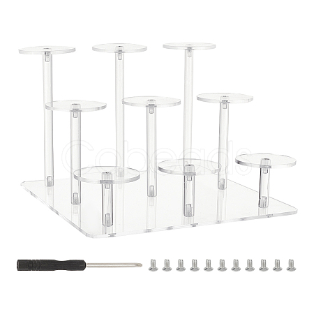 3-Tier Round Transparent Acrylic Toys Action Figures Display Riser Stands ODIS-WH0030-24B-1