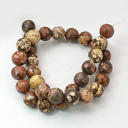 Natural Red Leopard Skin Jasper Beads Strands GSR4mmC066-1