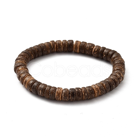 Rondelle Natural Coconut Stretch Bracelets BJEW-JB05361-01-1
