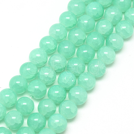 Baking Paint Crackle Glass Beads Strands X-DGLA-Q023-8mm-YS19-1