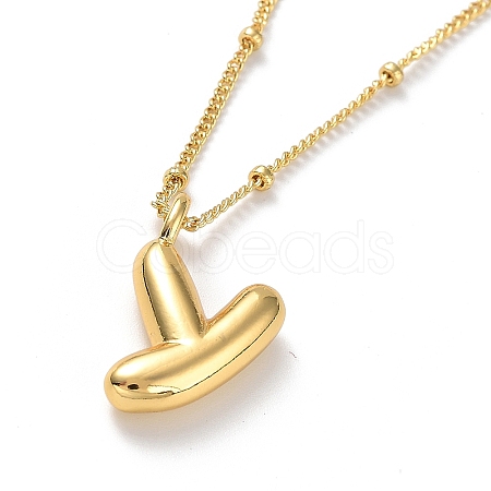 Initial Letter Brass Pendant Necklace NJEW-A015-21G-Y-1