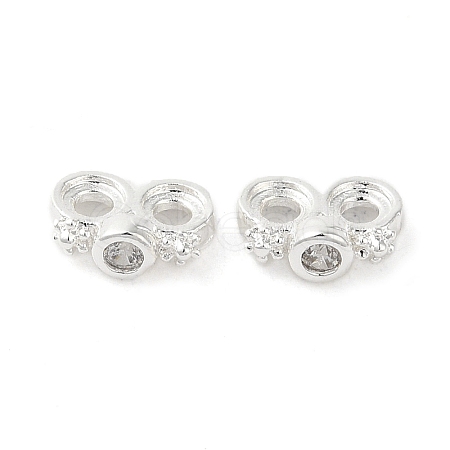 Rack Plating Brass Pave Clear Cubic Zirconia Spacer Bars KK-B088-11A-S-1