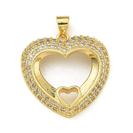 Rack Plating Brass Micro Pave Clear Cubic Zirconia Pendants KK-Z067-11G-1