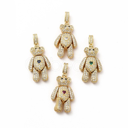 Rack Plating Brass Micro Pave Cubic Zirconia Pendants KK-G456-24G-1