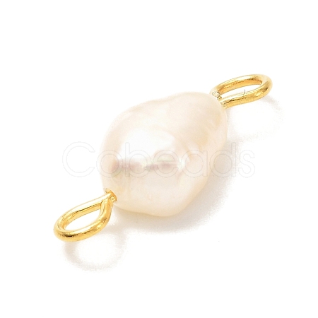 Natural Cultured Freshwater Pearl Beads Links Connectors PALLOY-JF00943-02-1
