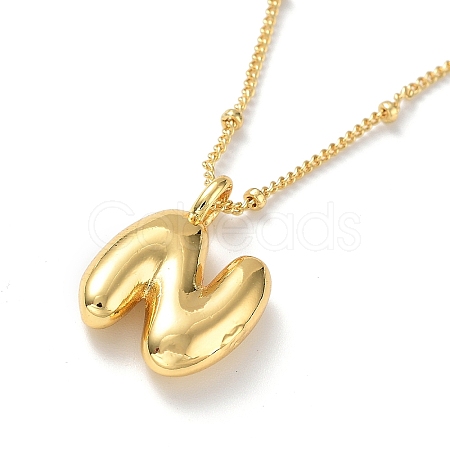 Initial Letter Brass Pendant Necklace NJEW-A015-21G-N-1