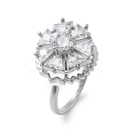 Gear Rotatable Open Cuff Rings for Women RJEW-S402-12P-1