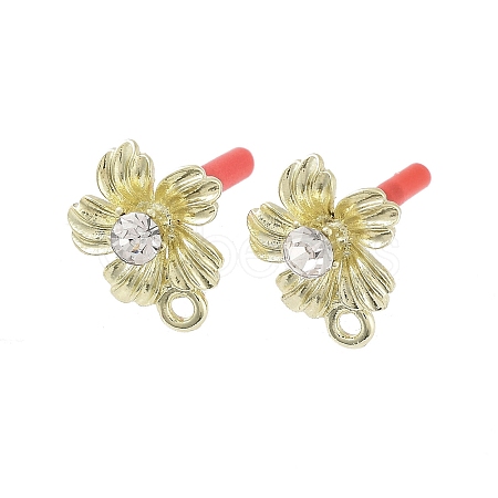 Rack Plating Golden Alloy with Rhinestone Stud Earring Findings EJEW-B036-02G-06-1