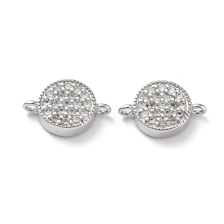 Rack Plating Brass Micro Pave Clear Cubic Zirconia Connector Charms KK-Z036-07P-1