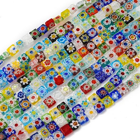 Handmade Millefiori Glass Bead Strands LAMP-J039-6mm-M-1