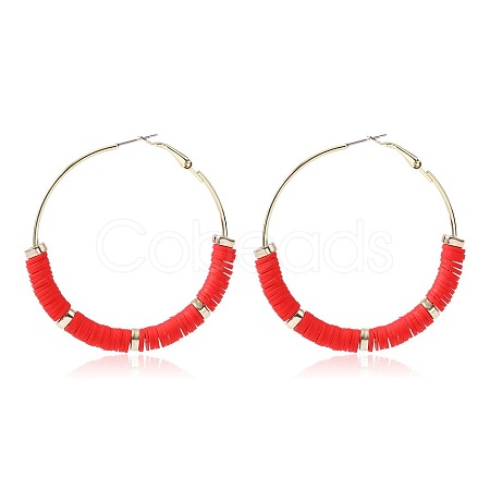 Bohemia Style Colorful Clay Beads Hoop Earrings JQ3310-12-1