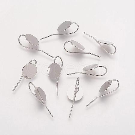 Platinum Plated Brass Earring Hooks fit Cameo Cabochons X-KK-A093-P-1