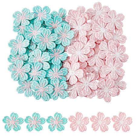 60Pcs 2 Colors Flower Polyester Ornament Accessories DIY-HS0002-28-1