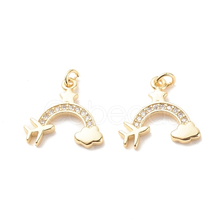 Brass Micro Pave Clear Cubic Zirconia Pendants ZIRC-P099-02G-1
