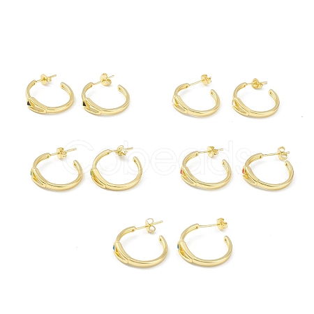 Enamel Triangle Stud Earrings EJEW-G347-03G-1