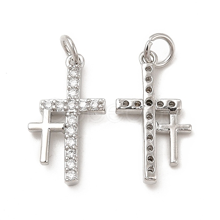 Brass Micro Pave Cubic Zirconia Pendants KK-E068-VB261-1