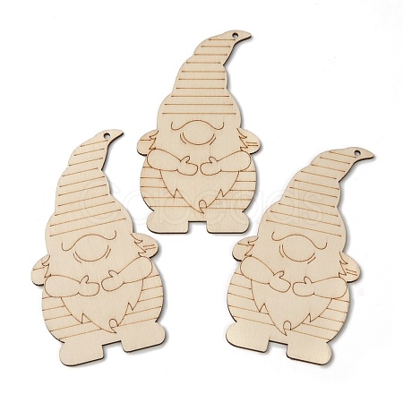 Christmas Theme Undyed Natural Wood Big Pendants WOOD-B001-10A-1