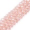 Electroplate Glass Beads Strands, Pearl Luster Plated, Faceted, Rondelle, Pink, 6x5mm, Hole: 1mm, about 84~85pcs/strand, 41.5~42cm