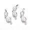 Natural Howlite Kitten Pendants, with Platinum Tone Brass Findings, Cat with Bowknot Shape, 35.5x12x6mm, Hole: 5x7mm