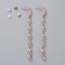 Electroplate Glass Dangle Stud Earrings, with Golden Plated Brass Eye Pin, Alloy Resin Stud Earring Findings, Brass & Plastic Ear Nuts, Pink, 83mm, Pin: 0.8mm