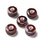 Handmade Porcelain Beads, Flat Round, Dark Red, 9.5~10x6mm, Hole: 3mm