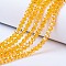 Electroplate Glass Beads Strands, AB Color Plated, Faceted, Rondelle, Orange, 4x3mm, Hole: 0.4mm, about 113~115pcs/strand, 41~42cm