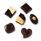 Opaque Resin Imitation Food Decoden Cabochons, Chocolate Mixed Shapes, Coconut Brown, 11~14x9~14x5.5mm