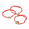 Adjustable Nylon Cord Bracelets, Red String Bracelets, with Brass Micro Pave Cubic Zirconia Links, Packing Box, Mixed Shapes, Red, 1 inch~3-1/4 inch(2.4~8.3cm), 2mm