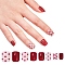 Nail Art Sets, with 24pcs Plastic Nail Tips, 24pcs Double Side Jelly Nail Glue , Dark Red, 14.5~23x7~14mm, about 24pcs/set