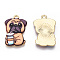 Printed Alloy Pendants, Light Gold, Have Drink, Dog Charms, Sandy Brown, 22.5x15x1.5mm, Hole: 1.6mm