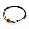 Gemstone Adjustable Link Bracelets, with Alloy Bead Caps and Waxed Cotton Cord, Antique Golden, Tiger Eye, 43~75mm